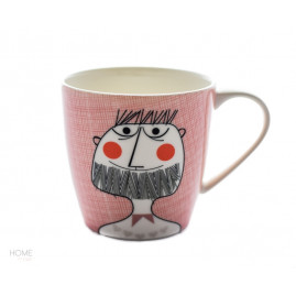 Kubek porcelanowy z buźką Pink Familjen